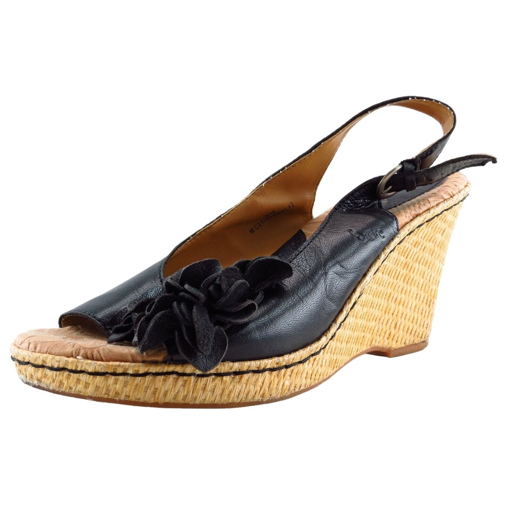 Born concept Slingback Sandals Black Leather Women Shoes Size 8 Medium